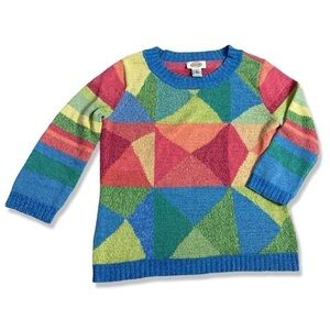 ⭐️VINTAGE TALBOTS Geometric Sweater Colorful Knit That 70s Show Retro